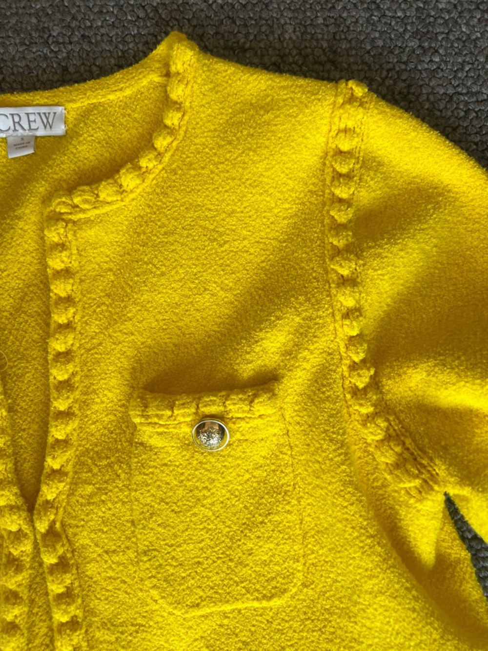J. Crew Bright Yellow Textured Pocket Cardigan Jacket - Picture 5 of 8